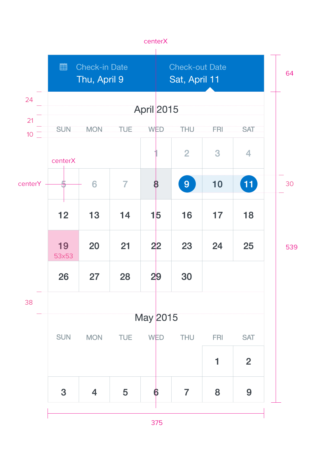 Calendar Picker with redlines